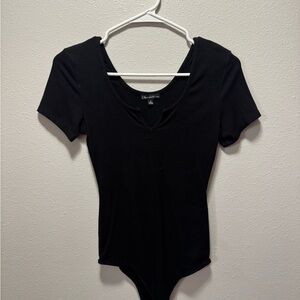 Elegant Black Ribbed Bodysuit